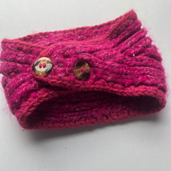 Women's Vibrant Pink Knitted Winter Headband One Size - Picture 4 of 5